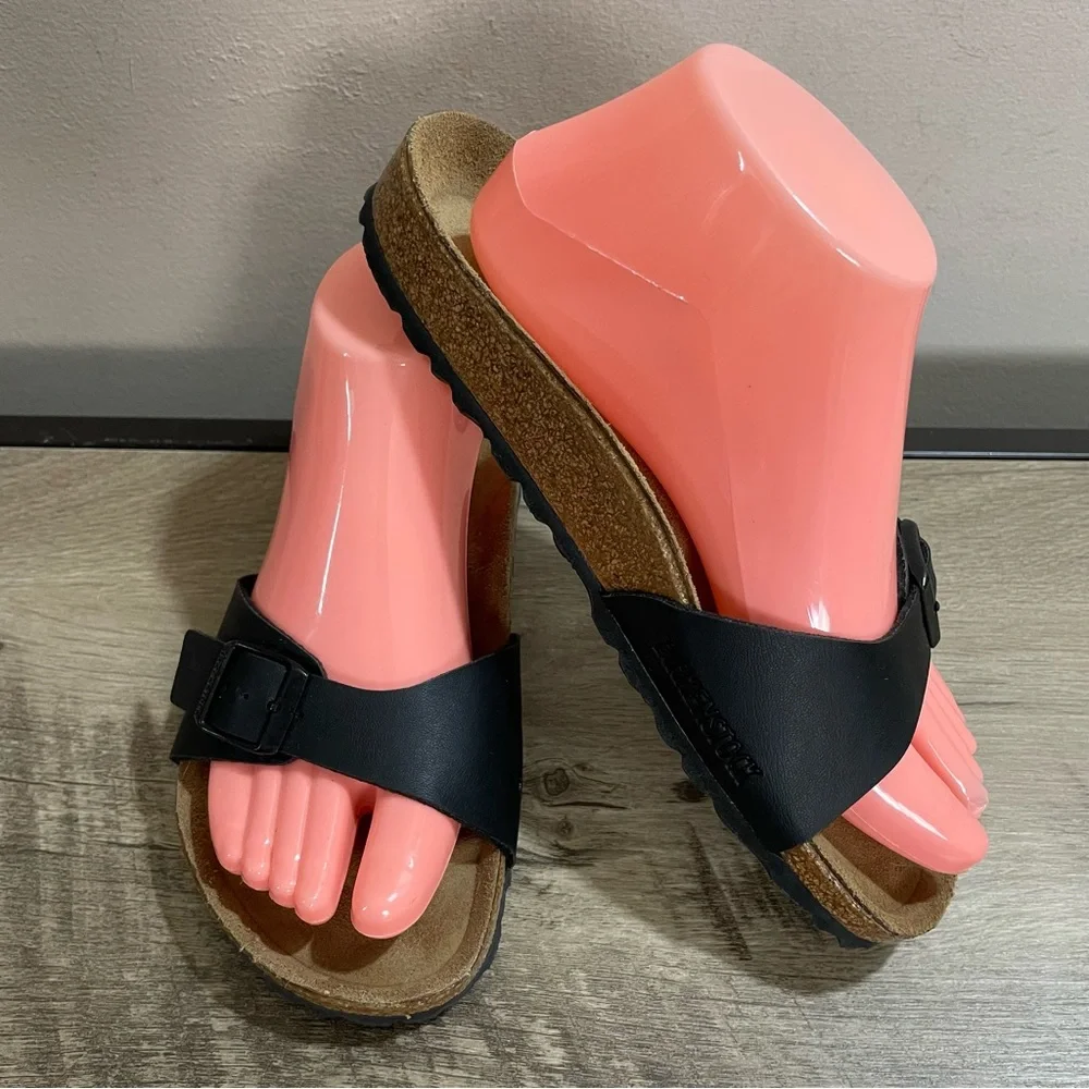 Birkenstock Black Slip-On Cork Footbed Sandals